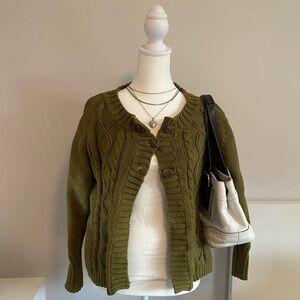 Classic Olive Green Women's Cardigan